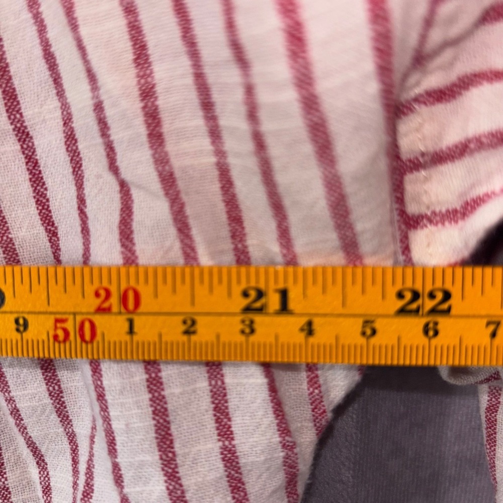 Madewell Women Large Cold Shoulder‎ Top Women Red White Striped Cotton Boho - Picture 7 of 11